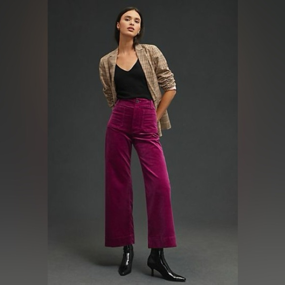Anthropologie Maeve Colette stretch high rise corduroy wide leg crop size 31P